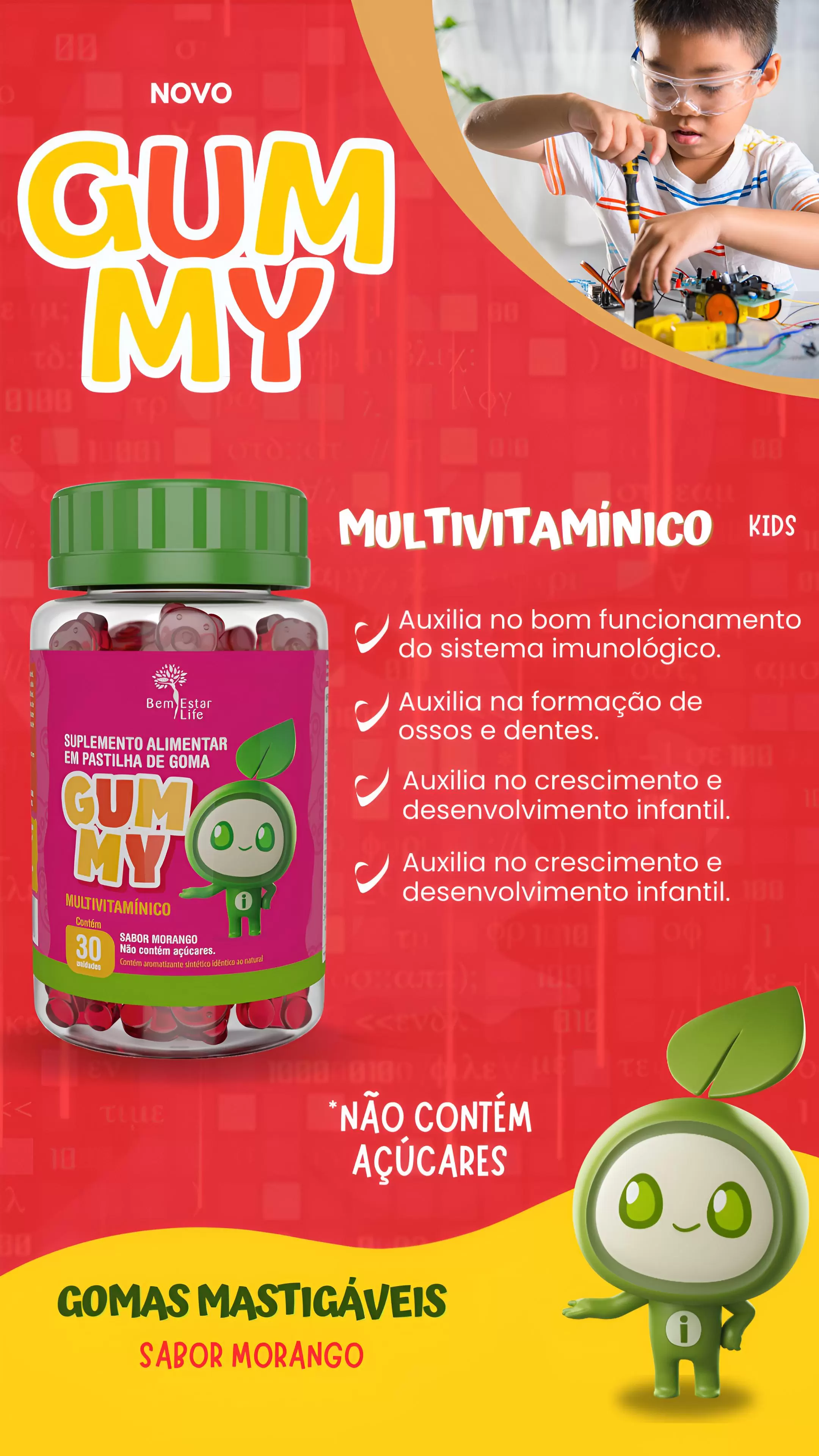 IMUNI GUMMY MULTIVITAMINICO KIDS -  SABOR MORANGO 