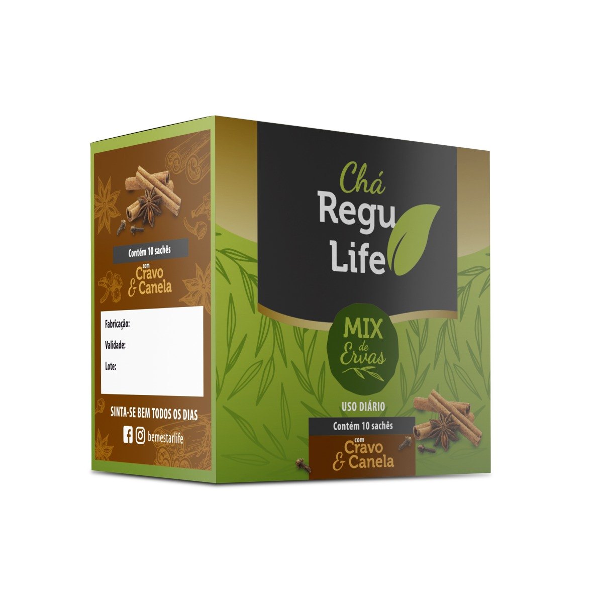 CHA REGU LIFE - 10 SACHET SABOR CRAVO E CANELA