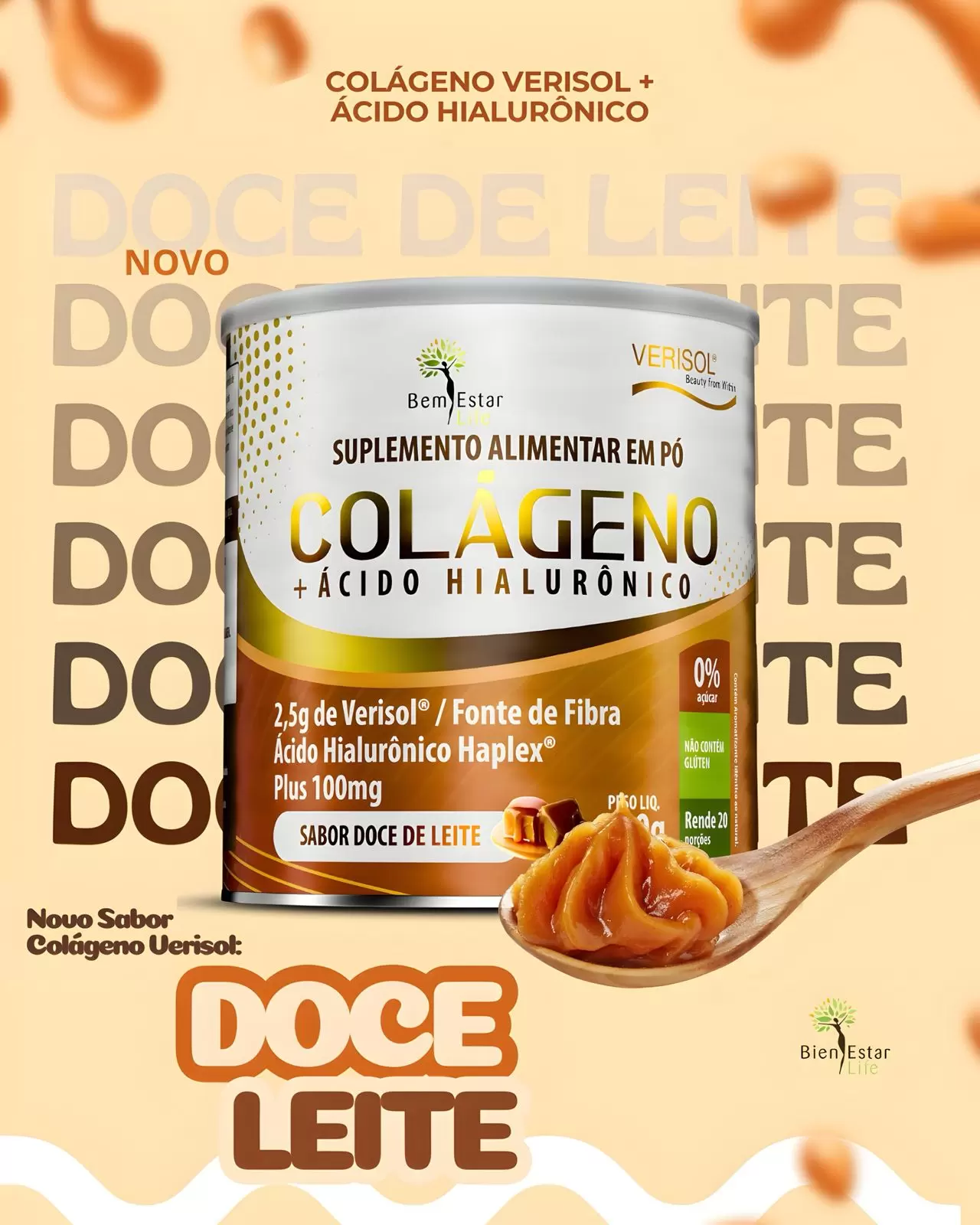 COLAGENO EM PO COM VERISOL ´SABOR DOCE DE LEITE