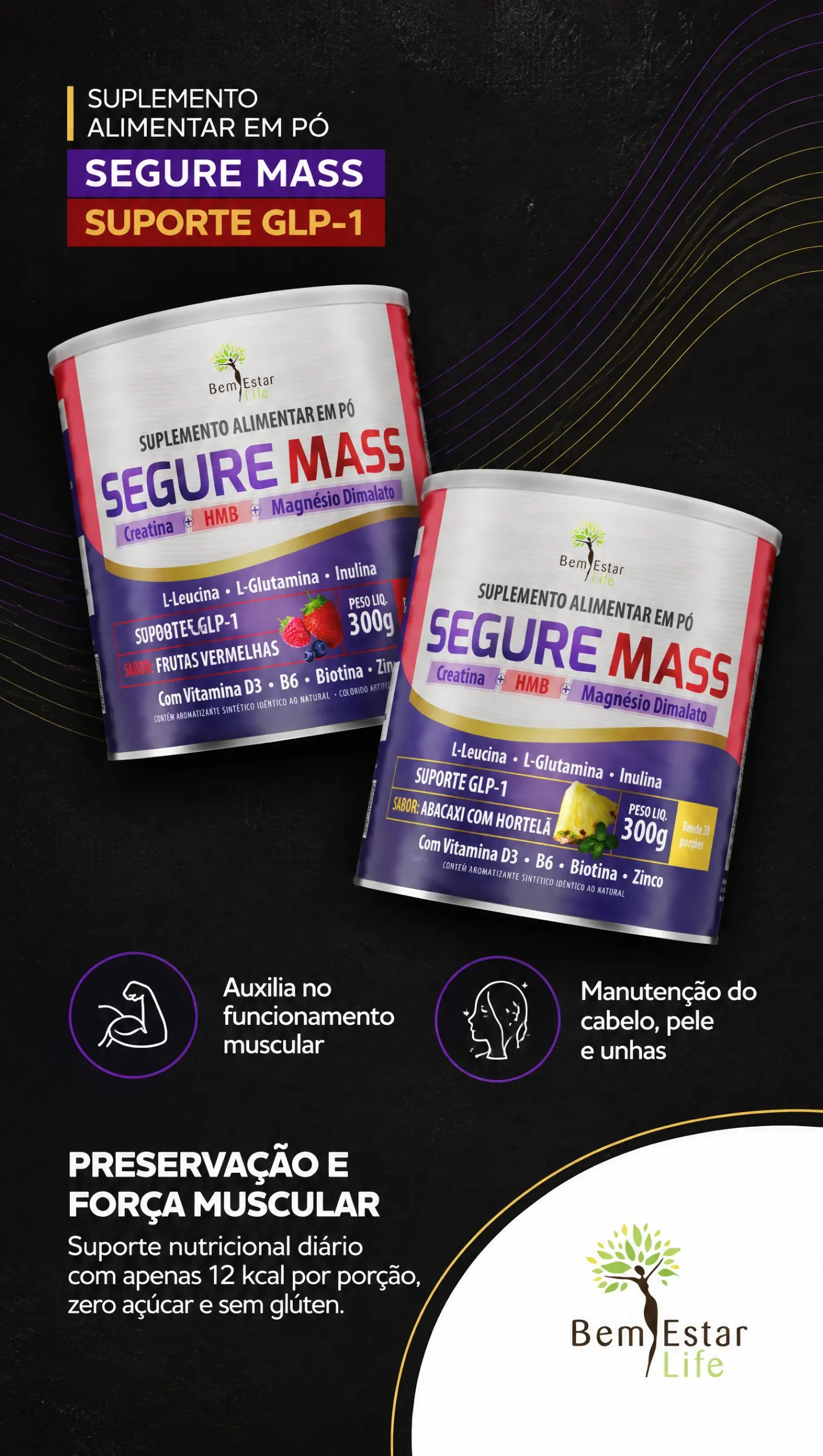 SEGURE MASS - SUPLEMENTO ALIMENTAR EM PO  - PESO LIQ. 300 g 