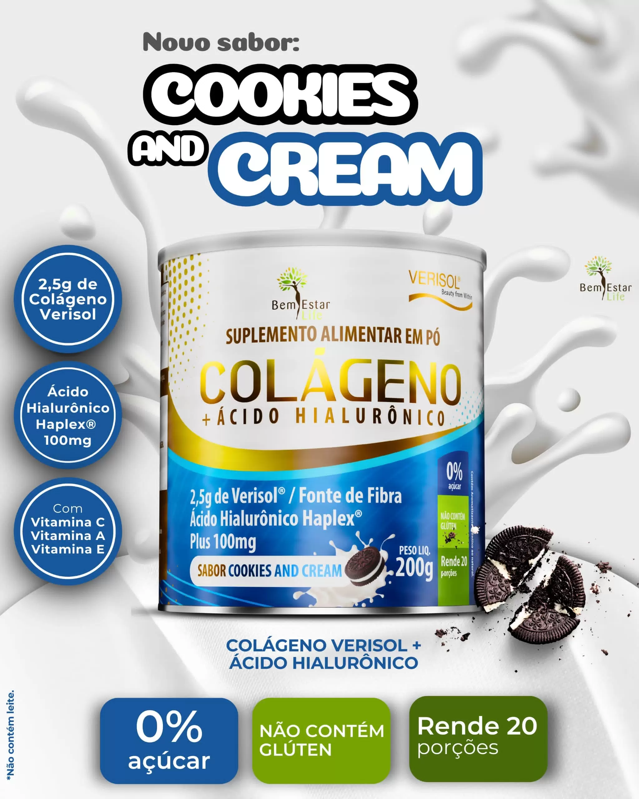 COLAGENO EM PO COM VERISOL ´SABOR COOKIES AND CREAM