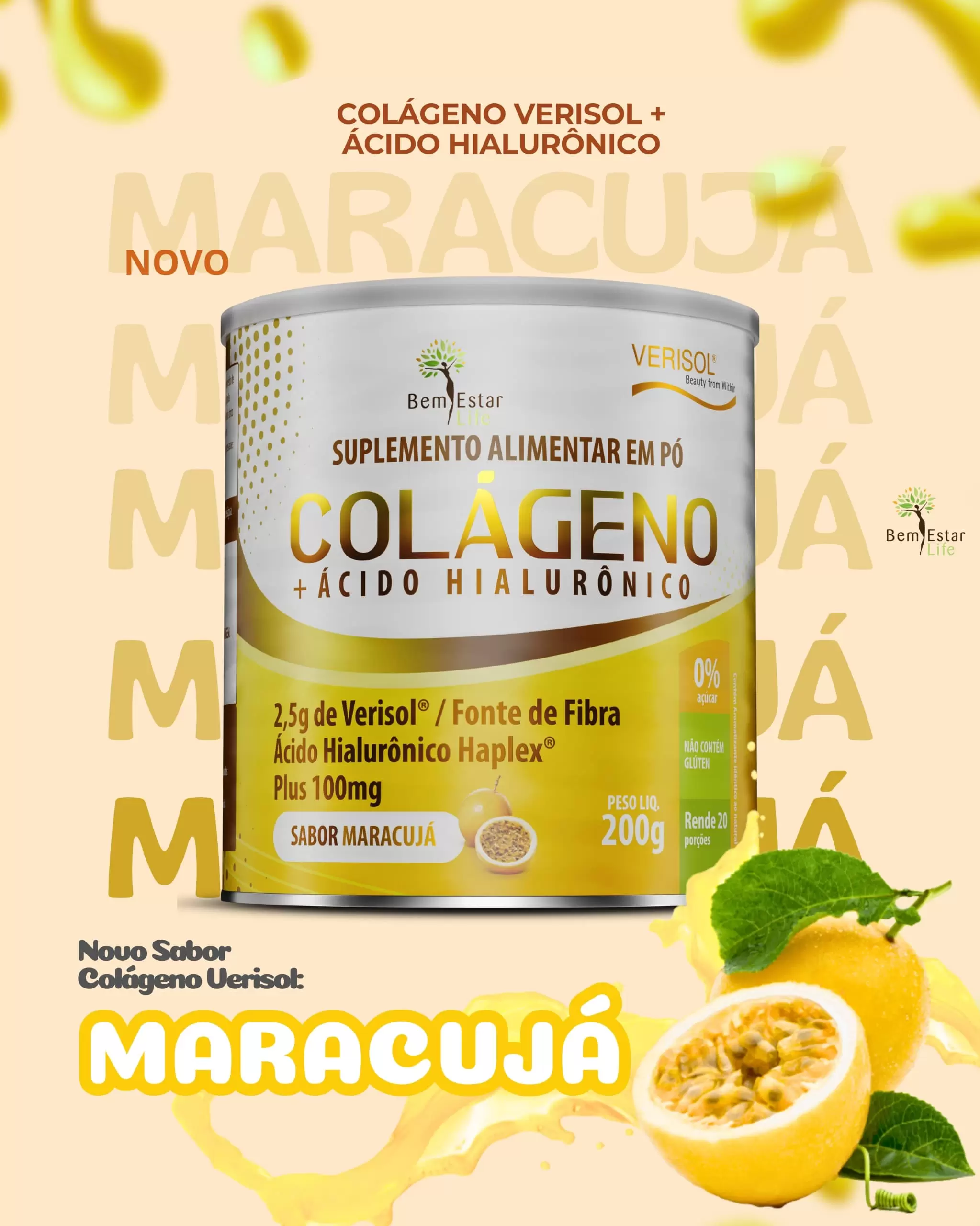 COLAGENO EM PO COM VERISOL ´SABOR MARACUJA