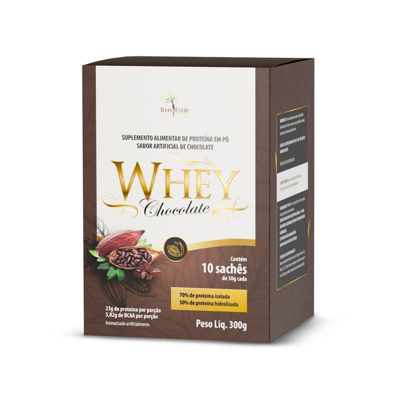 WHEY PROTEIN CHOCOLATE SACHE CAIXA 300 GR, *70% ISOLADO / 30% HIDRIOLISADO* (CLONE)